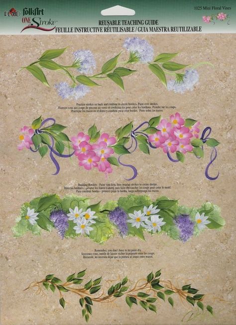 flower garlands one stroke painting | One Stroke Art Donna Dewberry Painting, Donna Dewberry, Art Worksheets, Tole Painting, Painting Lessons, Floral Vine, Folk Art Painting, Painting Class, Arte Floral