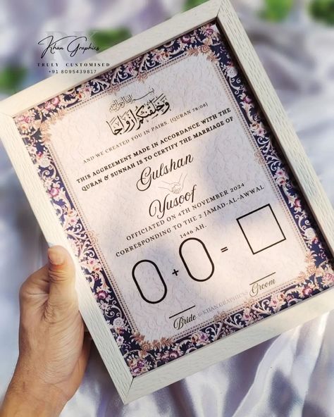 Nikah nama frame in elegant blue shade ✨ . . . . . DM to order yours now ! Shipping PAN india 🇮🇳 Only prepaid orders !! . For order queries DM or contact 📍 Khan graphics sirsi 📞 +91 8095439817 . . . . . . . #coupleframe #islamicframe #nikahnama #islamicwedding #nikah #nikahceremony #muslimwedding #graphics #sirsigraphics #couplenameframe #savethedate #nikahpen #graphicswork Couple frame, nikah , nikah frame, gifts , wedding gifts, small business, nikah pen , gifts for her, nikah nama, ni... Nikah Nama Design, Nikah Nama Frame, Nikah Frame, Nikah Certificate, Nikah Pen, Couple Frame, Pen Gifts, Wedding Pen, Wedding Card Frames