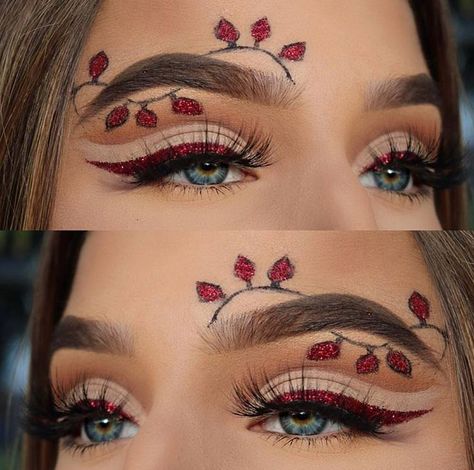 Santa Elf Makeup, Rosé Hair, Thanksgiving Makeup Looks, Thanksgiving Makeup, Xmas Makeup, Makeup Look Ideas, Christmas Eye Makeup, Light Makeup Looks, Henna Tattoo Kit