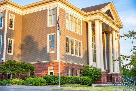 Front of school building. Sun setting on school building , #affiliate, #building, #school, #Front, #href, #setting #ad Front Of School Building, Wonder Woman Logo, School Building, Stock Illustration, Exterior, Stock Photos, House Styles, Building