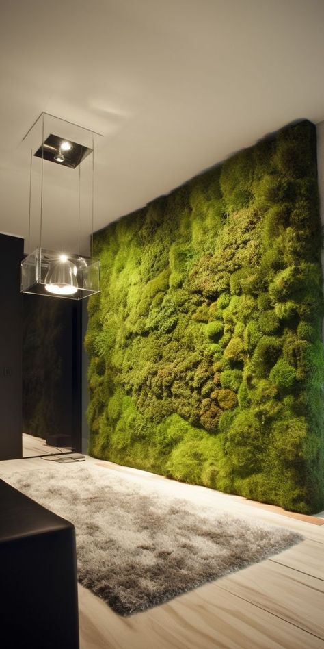 A stunning and lush moss wall feature for your home, creating an organic and natural ambiance that infuses the space with calming greenery and unique texture. This pin showcases the perfect fusion of nature and design, creating a feature that captures the attention and admiration of all who see it. Mos Wand, Moss Planter, Moss Plant, Wall Feature, Bring Nature Indoors, Moss Wall Art, Moss Wall, Sustainable Garden, Green City