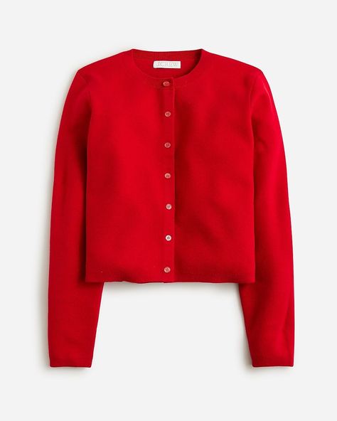 Cardigan sweater in TENCEL™-lyocell | J.Crew US Fitted Cardigan, Jcrew Sweater, Spring Sweater, Red Cardigan, Red Sweaters, Short Outfits, Cardigan Sweater, Fashion Inspo Outfits, Clothes For Sale