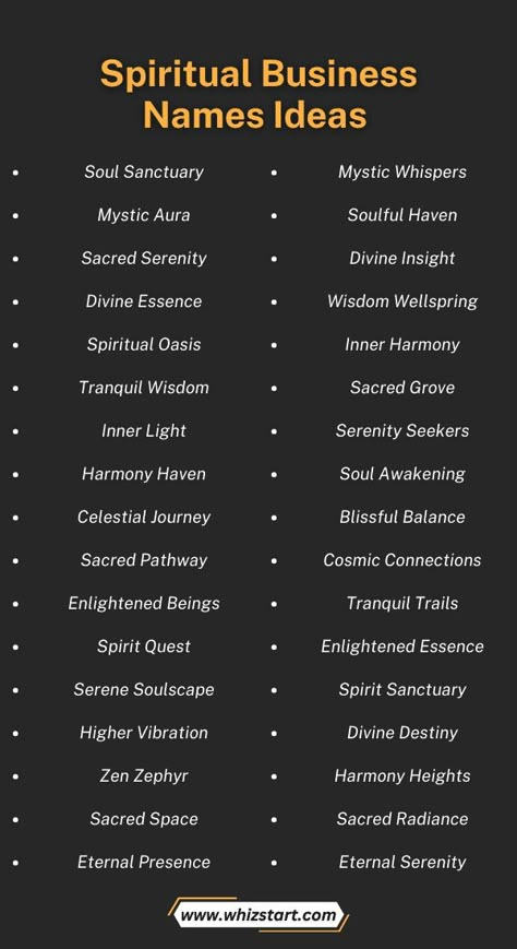 Starting a spiritual business and want a name that feels right? You’re in the right place – we’re here to help with unique spiritual business names ideas. Creating a name that shows what your spiritual business is about and stands out is super important. I’ve been helping folks like you find the perfect names for their businesses for four years now. Loc Business Names, Moon Business Names, Candle Business Names Ideas Unique, Crystal Business Name Ideas, Luxury Business Names Ideas, Reiki Business Names, Cute Names For Business, Christian Brand Name Ideas, Biblical Business Name Ideas