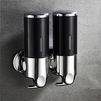 Organizer-Holds Shampoo, Soap, Conditioner, Shower Gel, for Bathroom Kitchen Hotel (Black 2 Chamber) Mounted Soap Dispenser, Mens Shaving Cream, Shower Soap Dispenser, Soap Dispenser Wall, Wall Mounted Soap Dispenser, Shampoo Dispenser, Foam Soap Dispenser, Shower Soap, Hand Soap Dispenser