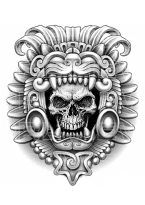 Calf Tattoo Ideas, Aztec Tattoos Sleeve, Aztec Warrior Tattoo, Aztec Skull, Aztec Artwork, Mayan Tattoos, Aztec Tattoos, Mexican Art Tattoos, Card Tattoo Designs