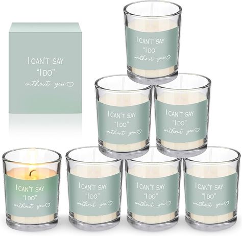 Amazon.com: Threlaco 6 Pcs Bridesmaid Proposal Gifts I Can't Say I Do Without You Candles Bridesmaid Gifts Natural Soy Wax Candles with Boxes for Bridesmaid Best Friends Wedding Gifts (Classic Style) : Home & Kitchen Bridesmaid Asking Gifts, Engagement Candles, Unique Bridesmaid Proposal, Cheap Bridesmaid Gifts, Best Friends Wedding, Engagement Candle, Anniversary Candle, Bridesmaid Candle, Bridesmaids Proposal