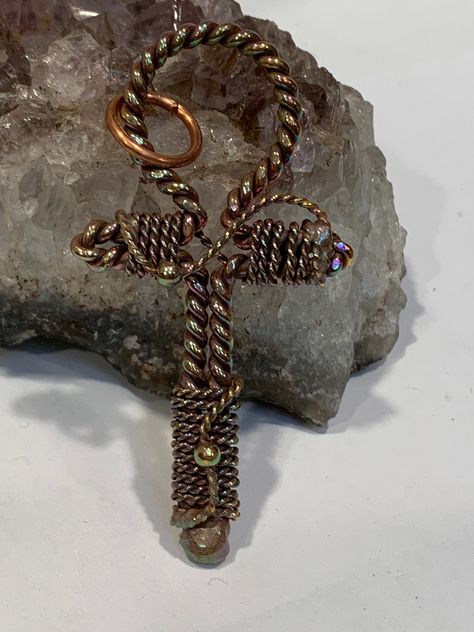 Excited to share this item from my #etsy shop: 1/4 Empowerment Cubit copper Tensor energy Ankh pendant with two healing coils Tensor Rings, Solomons Ring, Ankh Pendant, Copper Pendants, Wire Art, Coils, Wire Wrap, Pyramid, Wire Wrapping