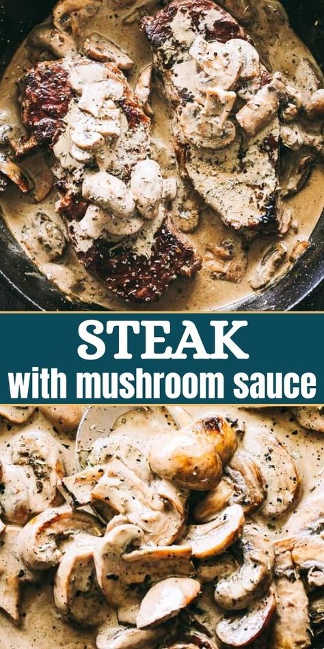 Pan Seared Ribeye Steak, Buttery Steak, Seared Ribeye Steak, Pan Seared Ribeye, Steak With Mushroom Sauce, Steak Diane Recipe, Mushroom Sauce Steak, Steak Diane, Mushroom Sauce Recipe