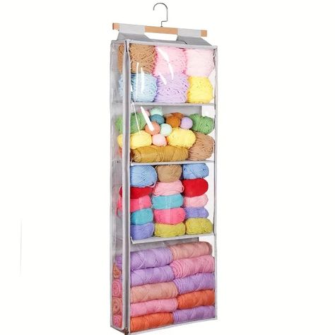 Clear door Yarn Organizer 4 Large Pockets: Perfect Knitting - Temu Knitting Storage Ideas, Crochet Supplies Storage, Knitting Organizer, Yarn Storage Ideas, Yarn Organizer, Organization Crafts, Knitting Organization, Crochet Hook Roll, Crochet Hook Organizer