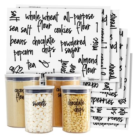 Clear Pantry Labels, Food Label Sticker, Kitchen Pantry Labels, Pantry Organization Labels, Canister Labels, Organization Labels, Pantry Containers, Pantry Storage Containers, Spice Jar Labels