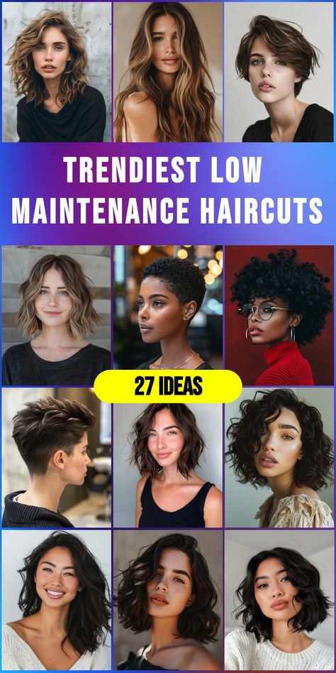 Discover practical chic with 27 low maintenance haircuts for 2024. Each style is selected to provide effortless elegance and easy care. Los Maintenance Haircut, Low Maintenance Short Curly Haircut, Easy Low Maintenance Haircuts, Low Maintenance Women's Haircuts, No Maintenance Haircut, No Style Haircut, Low Maintenance Haircut For Thick Hair, Short Low Maintenance Haircut, Easy Maintenance Haircut