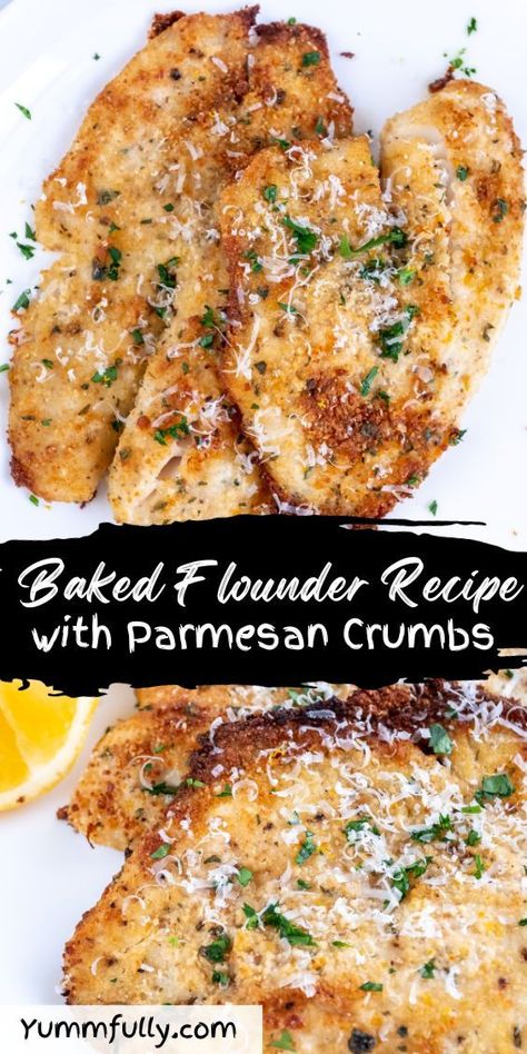 Experience the perfect harmony of flavors in our Baked Flounder Recipe with Parmesan Crumbs, as delicate flounder is adorned with a golden, cheesy breadcrumb topping. Don’t miss out on more delectable recipes – click here to discover a world of divers inspirations Breaded Flounder Recipes Baked, Best Flounder Fish Recipes, Flounder Air Fryer, Fried Flounder Recipes, Baked Flounder Recipes, Breaded Flounder, Flounder Recipes Healthy, Flounder Recipes Baked, Flounder Fillet Recipes