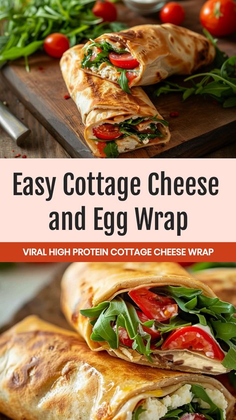 Looking for a delicious and nutritious breakfast option? Try this satisfying cottage cheese and egg wrap recipe! Packed with protein, it's the perfect way to start your day on a healthy note. With just a few simple ingredients, you can whip up this tasty meal in no time. Whether you're looking for a quick breakfast on the go or a leisurely weekend brunch idea, this cottage cheese and egg wrap is sure to hit the spot.  Ingredients 1 cup cottage cheese 2 eggs Seasonings (optional) Bell pepper Red Cottage Cheese Eggs Tortilla, Egg And Cottage Cheese Breakfast, Egg White Wrap Ideas, Egg And Cottage Cheese Recipes, Cottage Cheese Breakfast Wrap, Cottage Cheese Egg Wrap, Cottage Cheese Wraps Recipe, Recipes With Egg Wraps, Egg Wraps Breakfast