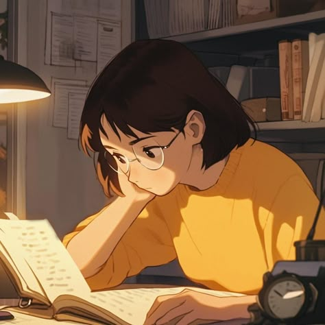 Study Pfp Aesthetic, Studying Pose, Study Pfp, Anime Study Aesthetic, Study Art Anime, Pfp Study, Studying Girl, Aesthetic Studying, Whimsical Art Journal