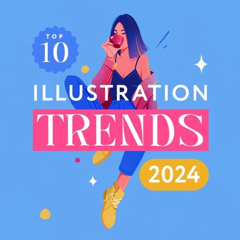 Top 10 Illustration Trends of 2024 - Anna Kupstova Illustration Trends 2024, Wall Art Trends 2024, Graphic Design Trends 2024, Illustration Trends, Latest Graphic Design Trends, Visual Design Trends, Digital Design Trends, Christmas Graphic Design, Graphic Design Cards