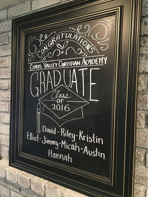 Graduation Chalkboard Art #graduationchalkboard Chalkboard Template, Graduation Chalkboard, Chalkboard Writing, Blackboard Art, Graduation Tables, Chalk Sign, Graduation Party Planning, Chalk Lettering, Graduation Signs