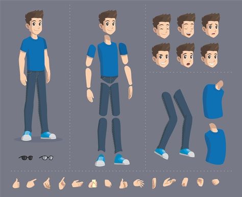 Download this Premium Vector about Set de partes de personaje joven caucasico para animacion, and discover more than 15 Million Professional Graphic Resources on Freepik Animation Character Drawings, Character Flat Design, Free Cartoon Characters, Animation Drawing Sketches, 2d Character Animation, رسم كاريكاتير, Vector Animation, Adobe Animate, Animated Cartoon Characters