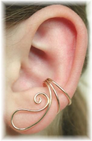 Ear Cuff Diy, Ear Wraps, Wire Ear Cuffs, Wire Jewelery, Bijoux Fil Aluminium, Ear Ring, Gold Ear Cuff, Cuff Jewelry, Diy Wire Jewelry