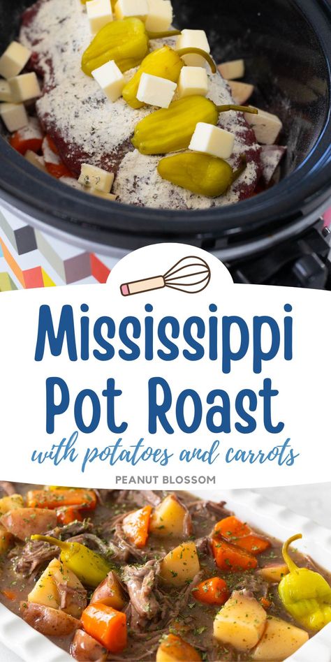 Mississippi Pot Roast with Potatoes and Carrots Pot Roast Crock Pot Recipes With Ranch Packet, Crockpot Pot Roast With Pepperoncini, Beef Carrots Potatoes Crockpot, Mississippi Roast With Vegetables, Roast With Banana Peppers Crockpot, Mississippi Pot Roast With Noodles, Mississippi Pot Roast With Potatoes And Carrots Crockpot Easy, Mississippi Pot Roast With Veggies Crockpot, Mississippi Pot Roast With Carrots And Potatoes