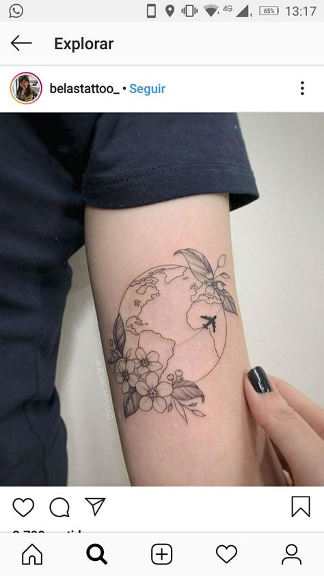 Globe Tattoos, Crazy Tattoos, Airplane Tattoos, Germany Fashion, 3 Tattoo, Small Flower Tattoos, Matching Sisters, Weird Tattoos, Tattoo Life