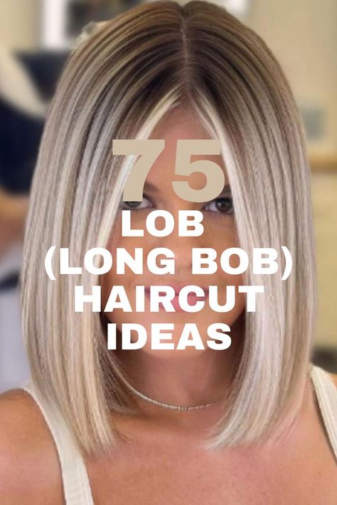 A sleek, straight lob (long bob) haircut with blonde highlights and shadowed roots, ideal for a modern and timeless look. Soft Blonde Highlights, Long Bob Balayage, Long Lob, Long Bob Styles, Textured Long Bob, Lob Haircuts, Bob Haircut Ideas, Blonde Lob, Low Maintenance Haircut