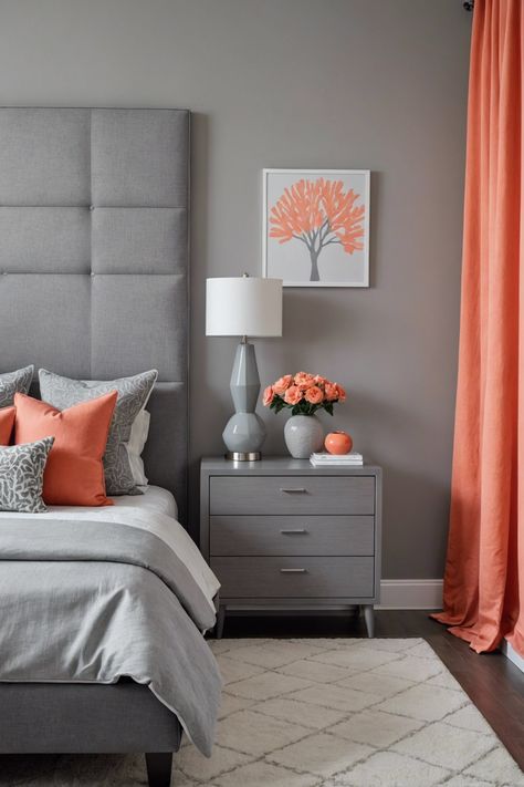 20 Modern Grey Bedroom Ideas For a Sleek Look – ToolzView Orange And Grey Bedroom, Grey White Bedroom, Modern Teen Bedrooms, Modern Grey Bedroom, Grey Bedroom Ideas, Bedroom Nook, Natural Wood Furniture, Luxe Decor, Teen Bedrooms