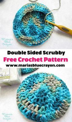 Free crochet pattern for a durable double sided scrubby for the kitchen and bath. #scrubby #crochet #pattern Scrubby Yarn Crochet Patterns, Scrubby Yarn Crochet, Scrubbies Crochet Pattern, Crochet Washcloth Pattern, Scrubby Yarn, Crochet Scrubbies, Blue Crayon, Dishcloth Crochet Pattern, Crochet Dishcloth