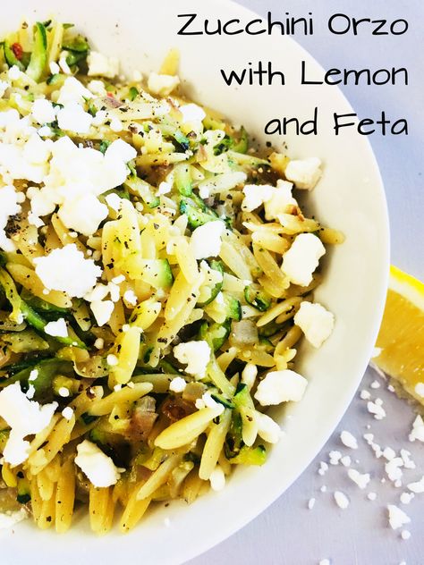 Zucchini Orzo with Lemon and Feta Orzo Zucchini, Cauliflower Rice Sushi, Orzo Recipes Side, Zucchini Orzo, Feta Orzo, Lemon Orzo Salad, Summer Side Dishes Recipes, Sushi Bowls, Rice Sushi