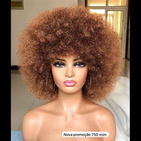 Afro Wigs For Black Women, Short Afro Wigs, Black Women Afro, Dark Brown Hair Extensions, Afro Styles, Bangs For Black Women, Curly Afro Wig, Women Afro, Afro Wig