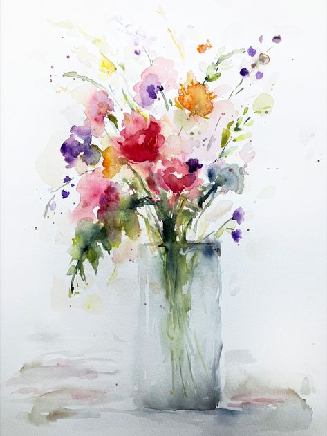 Loose watercolor flowers Abstract Flower Watercolor Paintings, Abstract Watercolor Flowers, Abstract Watercolor Flower, Loose Watercolor Paintings, Flowers Prints, Color Theory Art, Twin Falls Idaho, Loose Watercolor Flowers, Painting Of Flowers