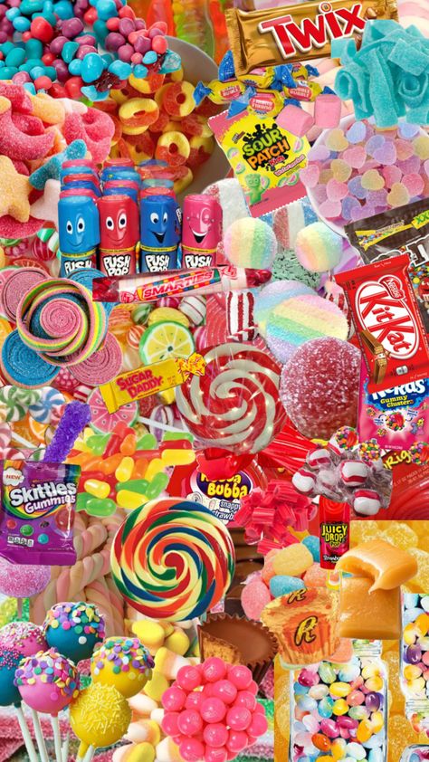 Just Candy 🍬 #candy #clutter #fyp Candy Wallpaper Sweets, Candy Collage, Sweets Aesthetic, Candy Aesthetic, Candy Wallpaper, Edible Eyes, Squishies Diy, Push Pops, Sour Patch