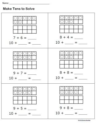 The Path to Automaticity with Addition Facts - Math Coach's Corner Making 20 Math Activities, Math Worksheets For Kids, Math Coach, Teaching Second Grade, Addition Facts, Base Ten, Make 10, Free Math Worksheets, Math Lesson Plans