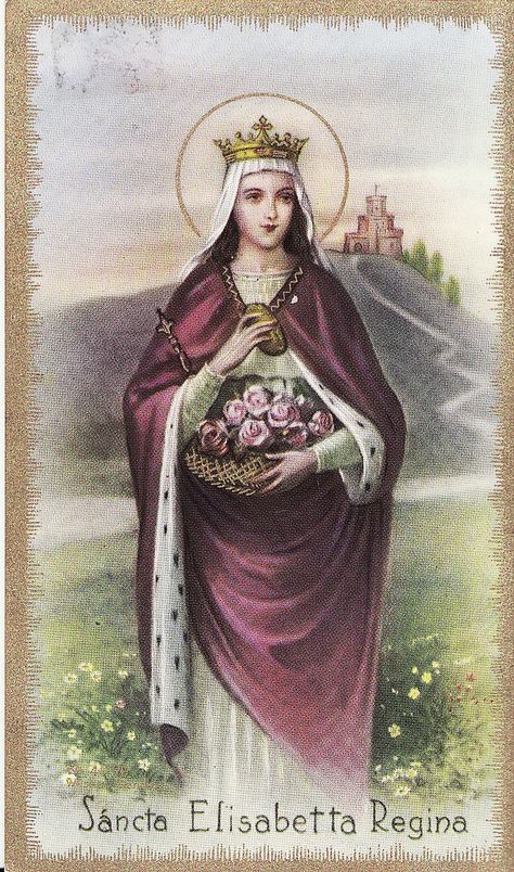 COCA: "...the patron she chose long ago at her First Communion, Saint Isabel of Portugal." Rose Bread, St Elizabeth Of Hungary, Saint Elizabeth Of Hungary, Elizabeth Of Hungary, Happy Feast Day, Happy Feast, St Elizabeth, Vintage Holy Cards, Saint Elizabeth