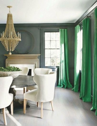 Vancouver Colour Consultant: Here's How Colour Trend Forecasting Works | Maria Killam Emerald Green Curtains, Pink Chairs, Feng Shui Colours, Green Drapes, Green Dining Room, Home Theaters, Green Curtains, Home Goods Decor, Design Del Prodotto