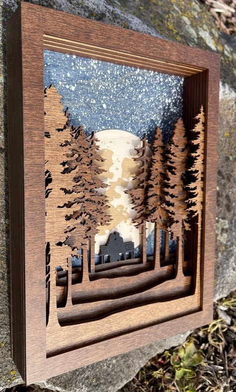 Lovers/couple in Forest 3D Wood Shadow Box Scene / Laser Cut - Etsy Canada Layer Wood Art, Layered Wood Wall Art, Wood Projects Laser, Laser Cut Layered Art, Laser Cut Wood Art, Laser Engraving Acrylic Ideas, Layered Wood Projects, Layered Laser Cut Art, Laser Printer Projects Ideas