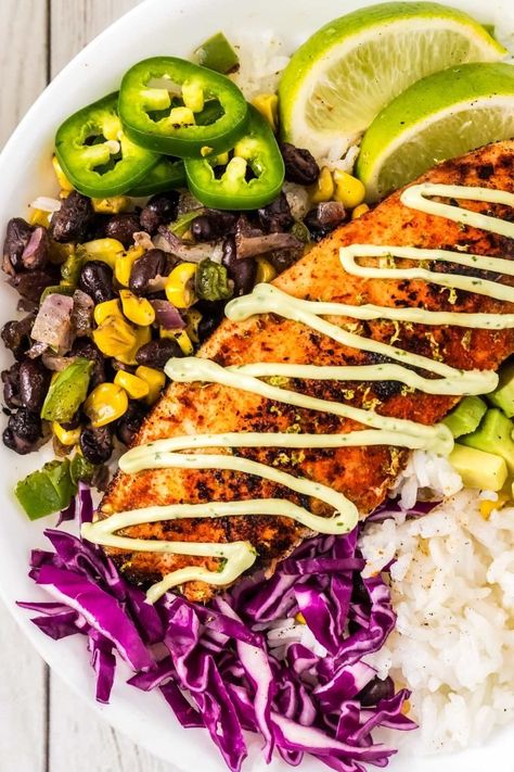 Blackened Fish Taco Bowls, Tilapia Taco Bowl, Salmon Taco Bowl, Fish Taco Bowl, Healthy Decisions, Tilapia Tacos, Healthy Fish Tacos, Blackened Fish Tacos, Blackened Fish