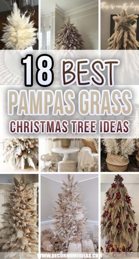 18 Amazing Pampas Grass Christmas Trees That Are This Season's Newest Trend | Decor Home Ideas Pampas Grass Tree Decor, Christmas Tree Toppers Pampas, Christmas Trees With Pampas, Christmas Tree Ostrich Feathers, How To Make A Pampas Christmas Tree, Pompass Grass Christmas Tree Topper, Pompus Grass Christmas Tree, Pampas’s Christmas Tree, Pampas Grass Christmas Wreath Diy