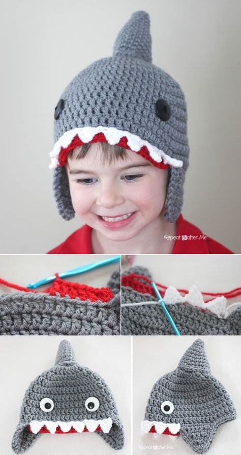 My niece asked for a shark hat; this is going to happen. Crochet Shark Hat Pattern Crochet Shark Hat, Crochet Giraffe Pattern, Crochet Shark, Shark Hat, Crochet Kids Hats, Crochet Unicorn, Haken Baby, Animal Baby, Hat Ideas