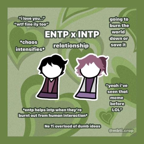 Intp Entp Couple, Entp Relationship, Intp Core, Entp Things, Intp Istp, Intp Relationships, Entp Personality Type, Intp Entp, Mbti Charts