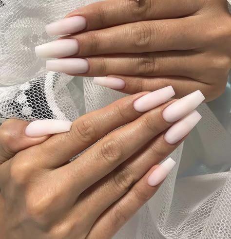 Milky Pink Nails Acrylic, Pink Acrylic Coffin, Pink Nails Acrylic Coffin, Milky Pink Nails, Pink Nails Acrylic, Coffin Nails Designs Summer, Mix Match Nails, Violet Ombre, Milky White Nails