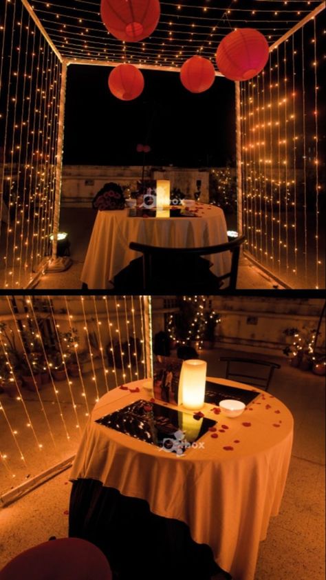 Dinner Date Decoration Romantic, At Home Romantic Dinner Setup, Candle Light Dinner Decoration Ideas, Candle Light Dinner Romantic Couple, Romantic Dinner Tables, Romantic Room Surprise, Romantic Dinner Decoration, Romantic Room Decoration, Surprise Birthday Decorations