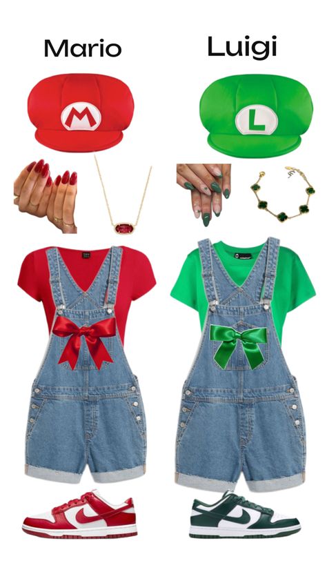 Mario Girl Costume, Luigi Costume, Mario Costume, Halloween Costume Outfits, Halloween Inspo, Mario And Luigi, Girl Fits, Girl Costumes, Halloween Costumes