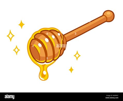 Honey Stick Illustration, Honey Wand Drawing, Honey Dipper Drawing, How To Draw Honey, Sticker Goodnote, Honey Cartoon, Honey Drawing, Dripping Liquid, Spoon Drawing