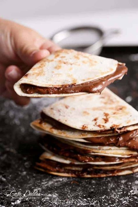 Simple Nutella Quesadillas Nutella Desserts Easy, Nutella Breakfast, Nutella Snacks, Cook Ideas, Nutella Recipe, Nutella Recipes Easy, Healthier Sweets, Nutella Desserts, Sweet Bites