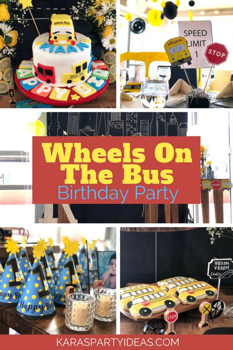 Wheels on the Bus Birthday Party via KarasPartyIdeas - KarasPartyIdeas.com Bus Birthday Party, Party Bus Birthday, School Bus Party, Transportation Birthday Party, 2nd Birthday Party For Boys, Boy Birthday Party Themes, Toddler Birthday Party, 2nd Birthday Party Themes, 2nd Birthday Invitations