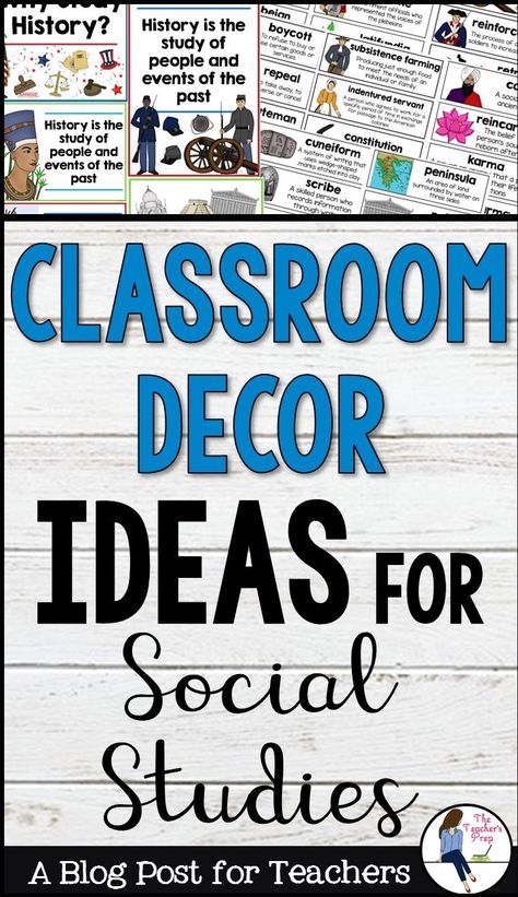 The hunt for decor ideas for your Social Studies classroom is over! Whether you're a new teacher looking for ideas or a veteran in search of a classroom refresh, check out this blog post to help gather ideas for decorating your classroom in the new school year! #socialstudies #backtoschool #classroomdecor #classroomdecorations #school #education #middleschool #highschool #secondaryschool #secondaryeducation #history Middle School History Classroom, Civics Classroom, High School Social Studies Classroom, Social Studies Bulletin Boards, Social Studies Activities Middle School, Middle School Social Studies Classroom, Classroom Decoration Ideas, Upper Elementary Social Studies, History Classroom Decorations