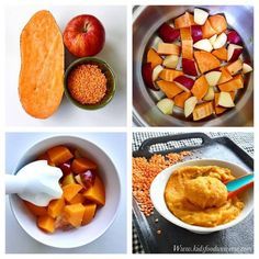 Lentils Sweet Potato, Introducing Baby Food, Potato Purée, Sweet Potato Baby Food, Diy Baby Food, Baby & Toddler Food, Healthy Baby Food, Baby First Foods, Weaning Recipes