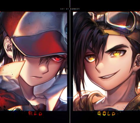 Ash and Ethan - Pokemon by 河CY<<not Ash and Ethan, it's Red and Gold, God dammit. Red Pokemon, Satoshi Pokemon, Pokemon Hat, Old Pokemon, Pokemon Game, Gold Pokemon, Cover Books, Glowing Eyes, Pokemon Red