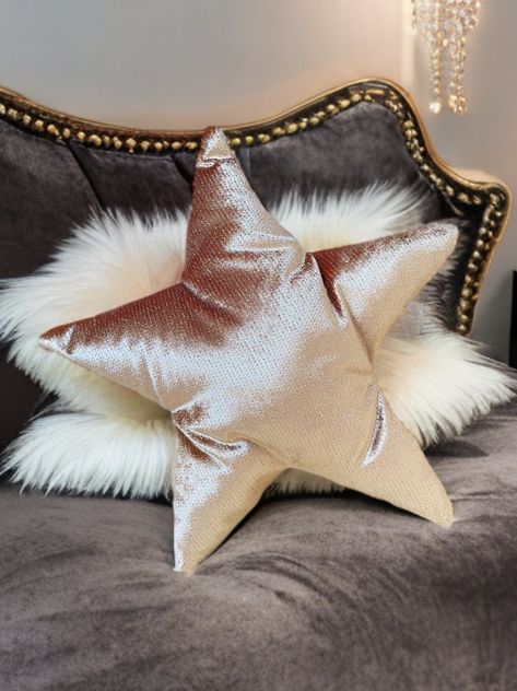 Gold Accent Pillows, Unique Decorative Pillows, Gold Throw, Gold Throw Pillows, Star Pillow, Pink Moon, Star Pillows, Room Remodeling, Style Pink