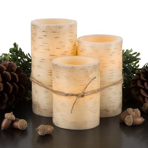 4 Piece Birch Bark Flameless LED Wax Vanilla Frameless Candle Set Birch Bark Candles, Scented Flameless Candles, Flameless Candle Set, Fake Candles, Aromatherapy Recipes, Candle Types, Led Pillar Candle, Candle Glow, Flameless Led Candles